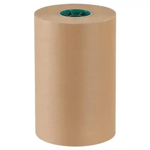 Large industrial rolls of brown kraft paper